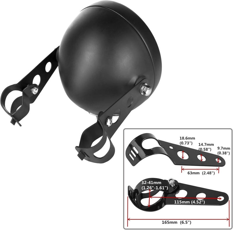 ZZJAUBI Black Motorcycle Headlight Housing 5.75 5 3/4inch Headlight Bucket compatible with Shadow Cafe Racer Bobber Cruiser - Image 2